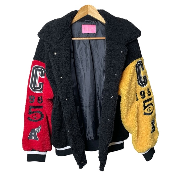 Azalea Wang Pick A Vowel Teddy Varsity Bomber Jacket Medium RARE - Picture 7 of 15